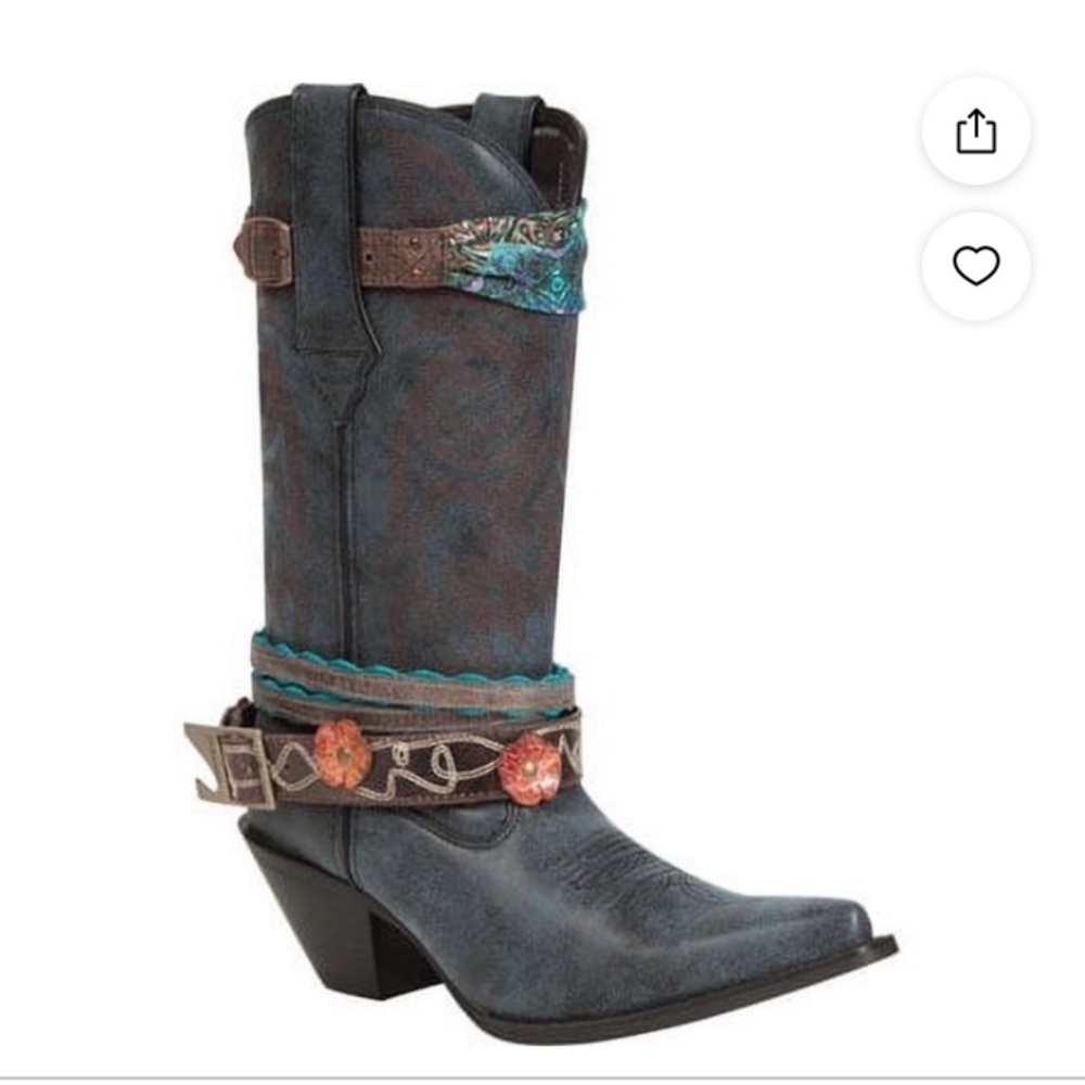 Durango Crush Women’s Floral Western Cowgirl Boots Snip Toe Gray Size 7.5 NWOT